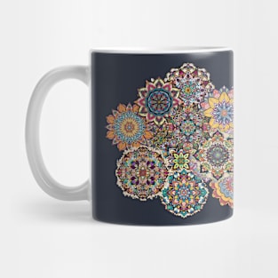 t-shirt design featuring an intricate mandala design with floral elements, detailed illustrations, and vibrant colors Mug